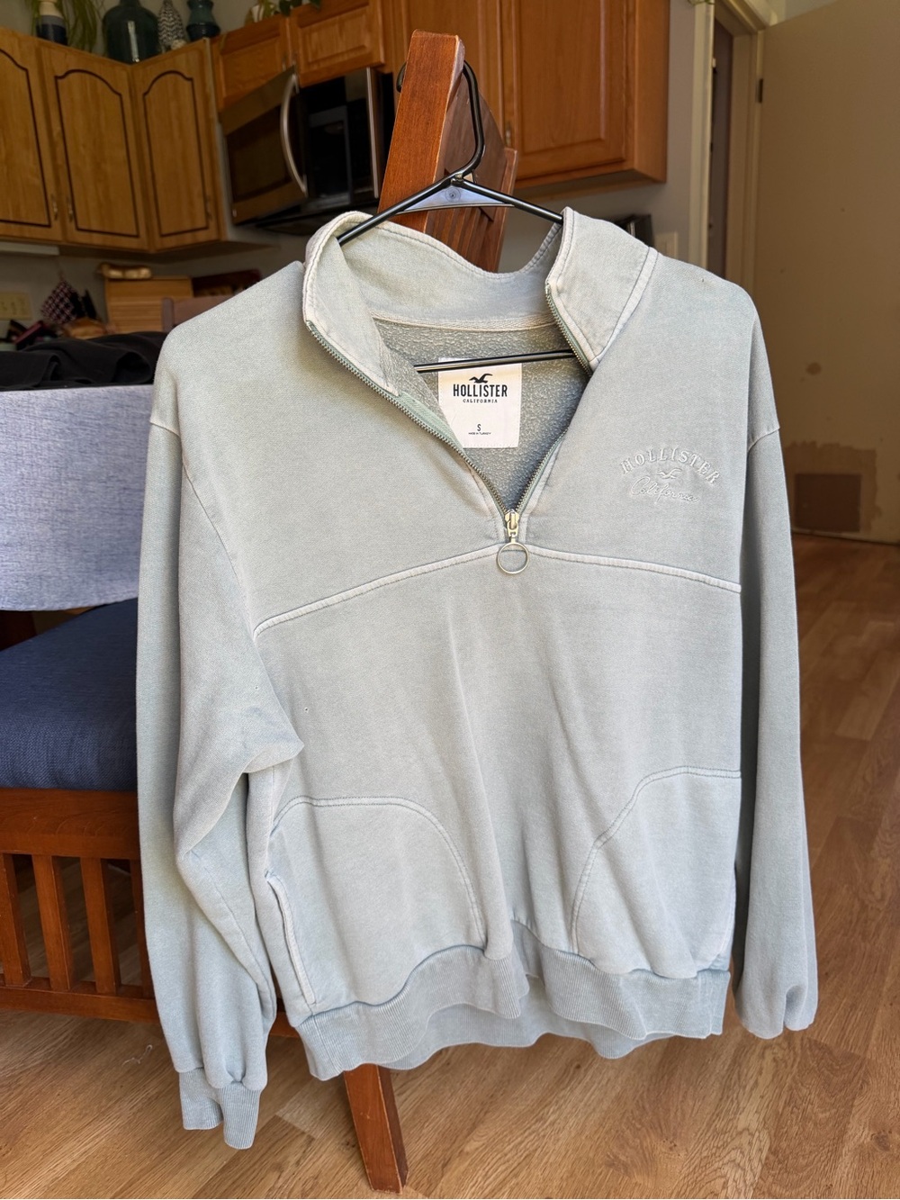 Hollister Sage Green Quarter-Zip Pullover